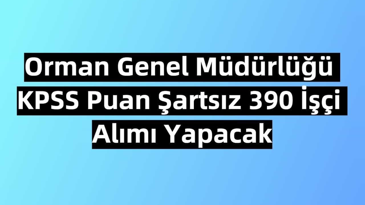 Orman Genel Müdürlüğü KPSS Puan Şartsız 390 İşçi Alımı Yapacak