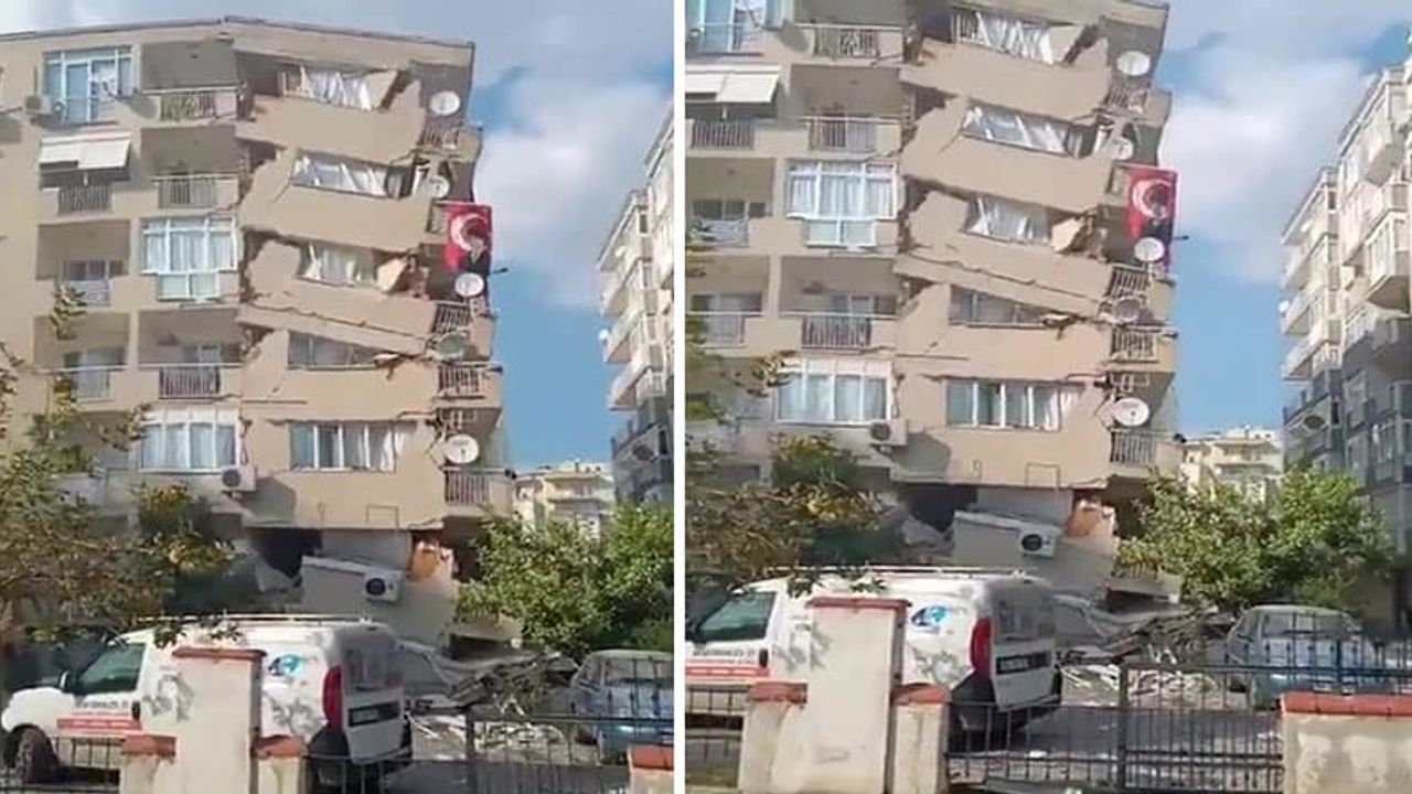 İzmirde 'ki Depremde Binaların Yıkılma Anı Kameralara Yansıyor