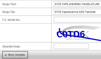 6736 GSS, SGK, Bağkur Borç Yapılandırma Kredi Kartı ile Ödeme