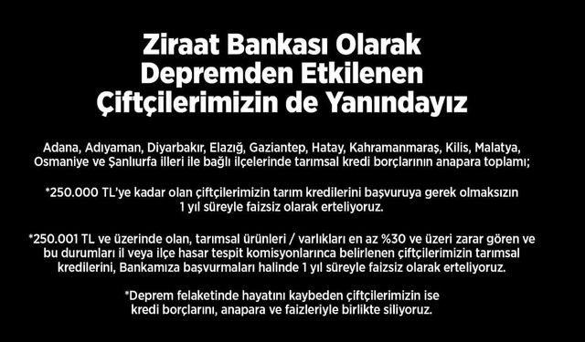 Ziraat, Vakıfbank, Halkbank Afetzedelere Faizsiz Deprem Kredisi Paketleri Duyuruldu! 1 Yıl Geri Ödemesiz Kredi Verilecek